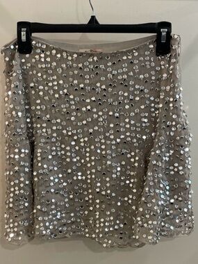 Mia Joy Women’s Gray Sequin Mini Skirt Sparkly Party Skirt Size M